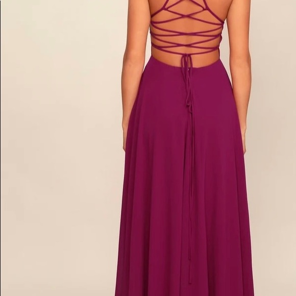Strapless Magenta Maxi Dress - Picture 3 of 5